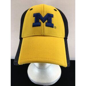 Vintage Michigan Wolverines Baseball Cap Hat Embroidered Logo Yellow Navy Blue